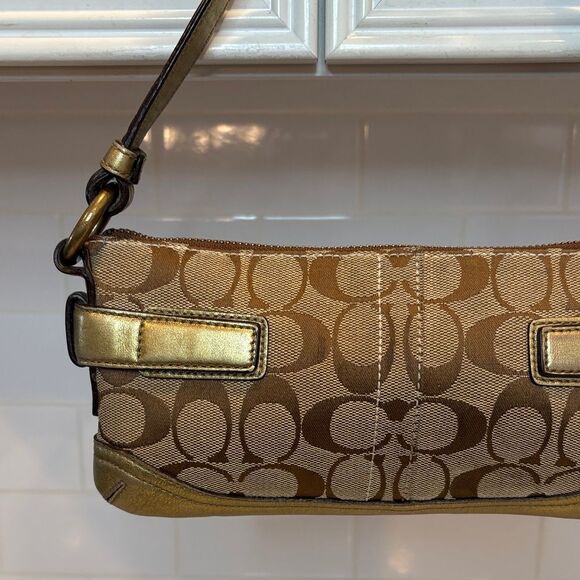 Coach Y2K Jacquard Signature Logo Double Buckle Baguette Mini Bag 🔥 - Picture 6 of 16